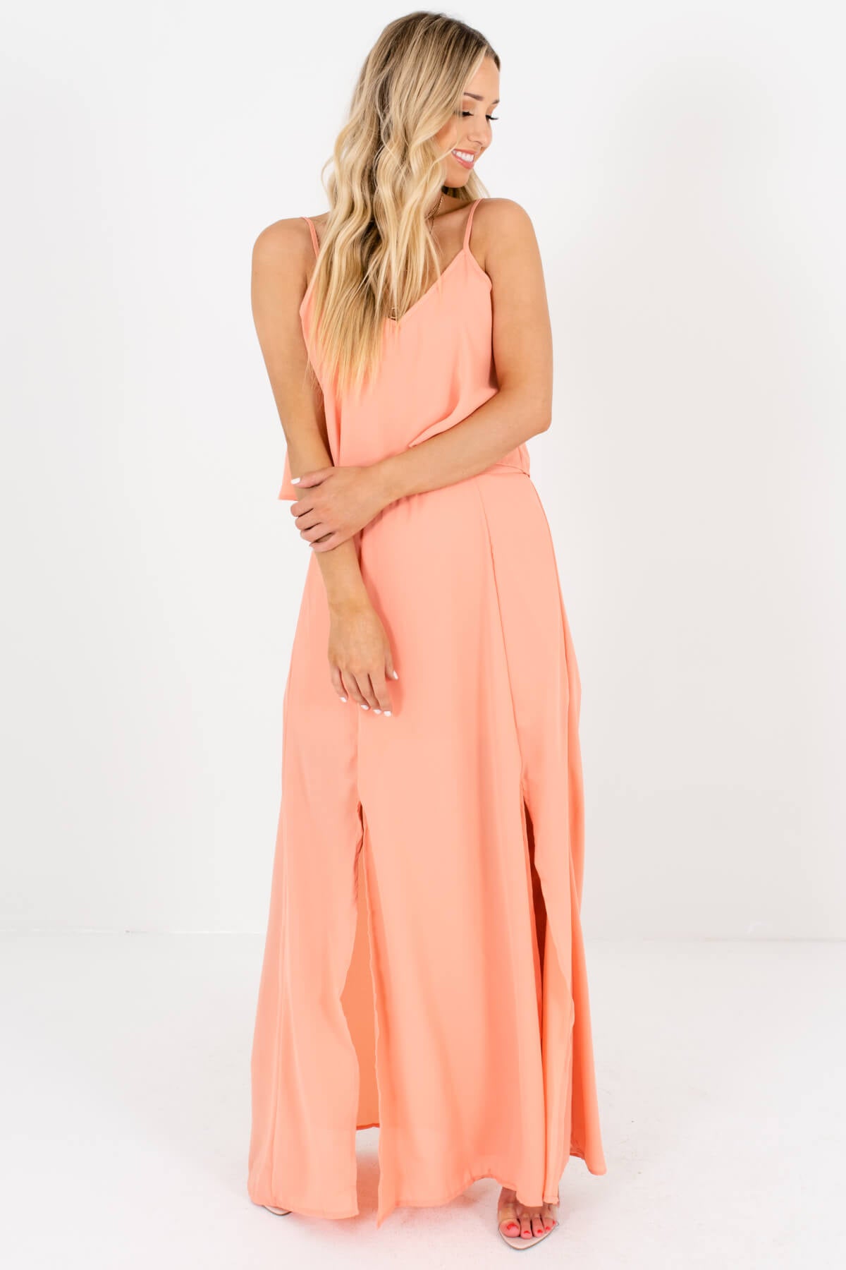 Pretty as a Peach Pink Maxi Dress ...